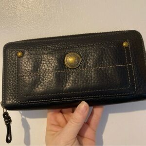 Coach Chelsea Pebbled Black Leather Zip around Wallet